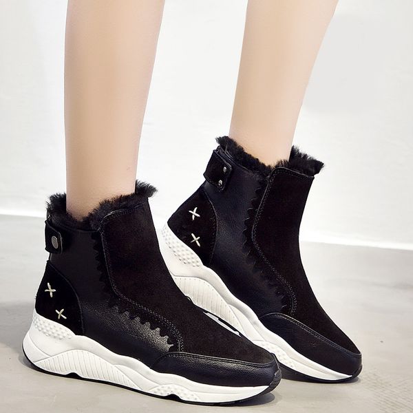 2018 winter women snow boots cow suede women ankle boots wedges platform warm plush botas feminina, Black
2018 winter women snow boots cow suede women ankle boots wedges platform warm plush botas feminina, Black