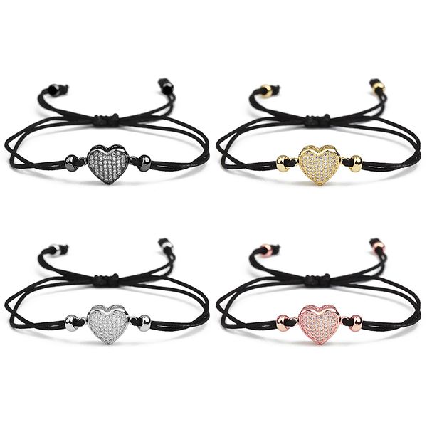 xinyao 2018 new handmade cz crystal love heart bracelet wristband female adjustable black rope string bracelets for women, Golden;silver
xinyao 2018 new handmade cz crystal love heart bracelet wristband female adjustable black rope string bracelets for women, Golden;silver