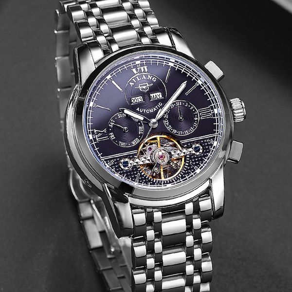 2018 new ai lang hollow automatic mechanical watches waterproof special forces watches men's watch fashion tide steel m, Slivery;brown
2018 new ai lang hollow automatic mechanical watches waterproof special forces watches men's watch fashion tide steel m, Slivery;brown