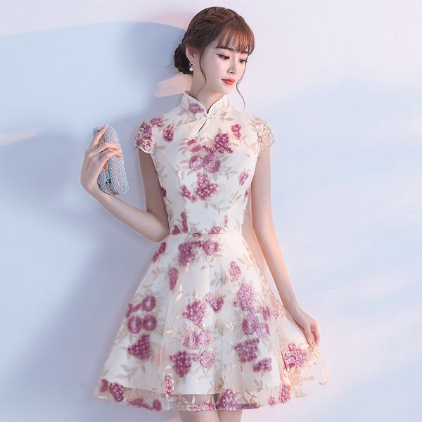 new purple traditional chinese dress qipao ladies evening dresses vintage cheongsam women bride short cheongsam modern dress, Red
new purple traditional chinese dress qipao ladies evening dresses vintage cheongsam women bride short cheongsam modern dress, Red