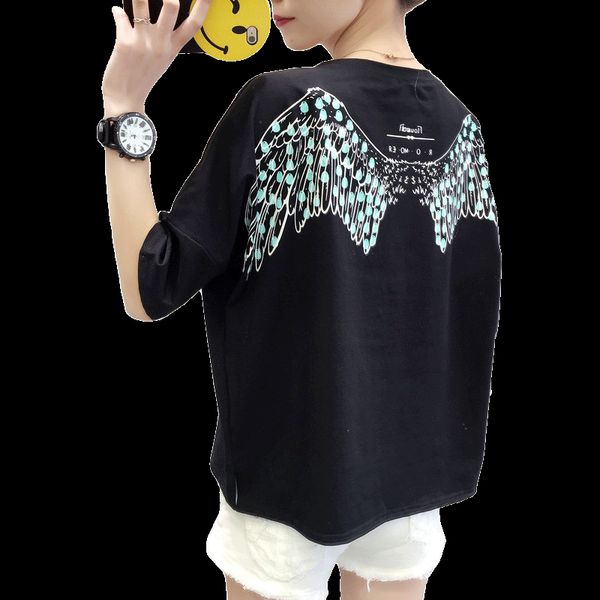 chic women letters printed beaded t-shirt short-sleeved wings sequins half-sleeved wild blingbling sequined tees o-neck, White
chic women letters printed beaded t-shirt short-sleeved wings sequins half-sleeved wild blingbling sequined tees o-neck, White