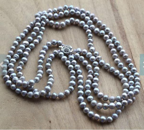 new arriver genuine pearl jewellery,18inches 5-6mm gray color 3strands freshwater pearl necklace, Black
new arriver genuine pearl jewellery,18inches 5-6mm gray color 3strands freshwater pearl necklace, Black