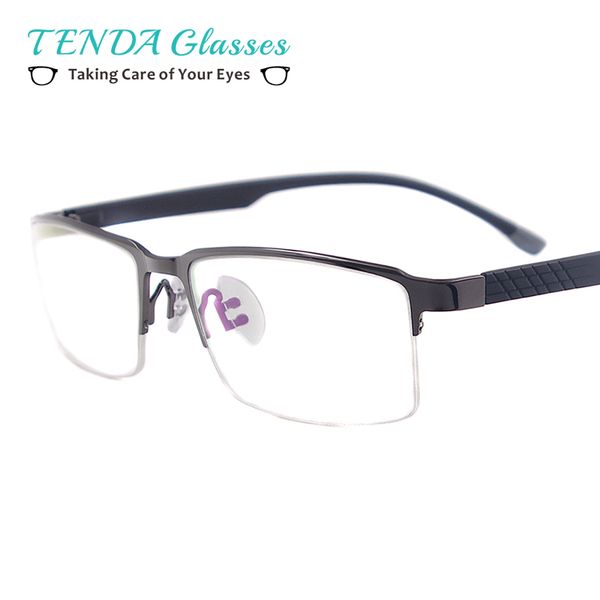 men classic metal prescription eyeglass frame half rim rectangular glasses for rx myopia reading multifocal lenses, Silver
men classic metal prescription eyeglass frame half rim rectangular glasses for rx myopia reading multifocal lenses, Silver