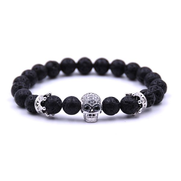 punk crown crustal skull strands bracelets black 8mm natural lava stone beaded handmade charm bangle jewelry for women men
punk crown crustal skull strands bracelets black 8mm natural lava stone beaded handmade charm bangle jewelry for women men