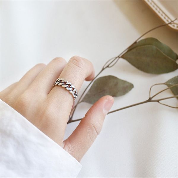 100% 925 sterling silver jewelry wide bold link knot twist open size rings for women retro silver adjustable ring
100% 925 sterling silver jewelry wide bold link knot twist open size rings for women retro silver adjustable ring