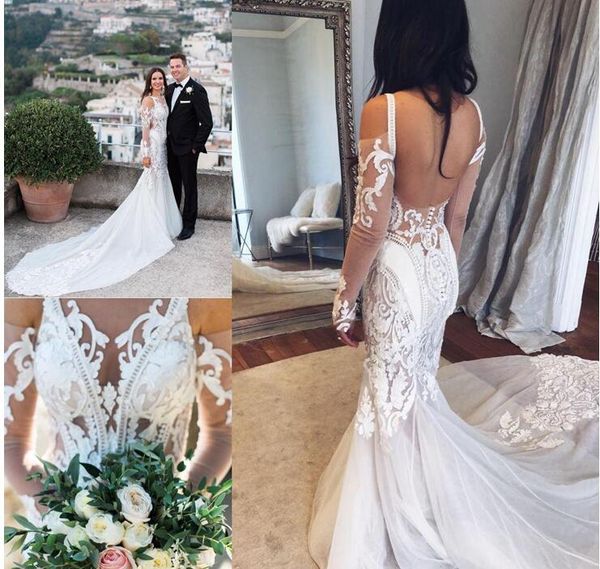 lace applique mermaid wedding dresses open back bridal gowns sheer neck long sleeve plus size wedding dress, White
lace applique mermaid wedding dresses open back bridal gowns sheer neck long sleeve plus size wedding dress, White