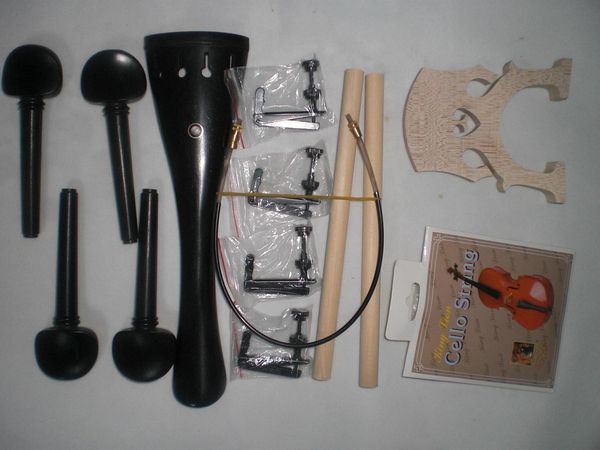 1 set black ebony cello fitting tail piece 4 pegs & 2 pcs sound post 4 string adjuster 1 maple bridge nylon tail gut 4/4
1 set black ebony cello fitting tail piece 4 pegs & 2 pcs sound post 4 string adjuster 1 maple bridge nylon tail gut 4/4