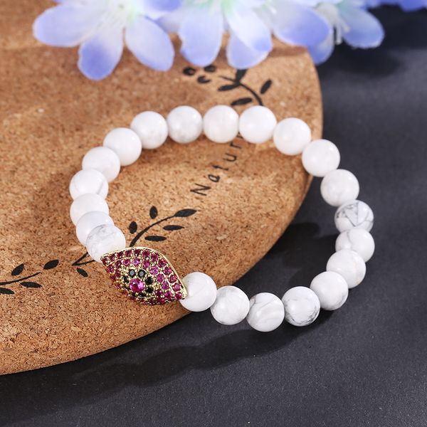 moreon 8mm imported white marble, micro zircons, eye fashion bracelet, men's and women's lovers string, Black
moreon 8mm imported white marble, micro zircons, eye fashion bracelet, men's and women's lovers string, Black