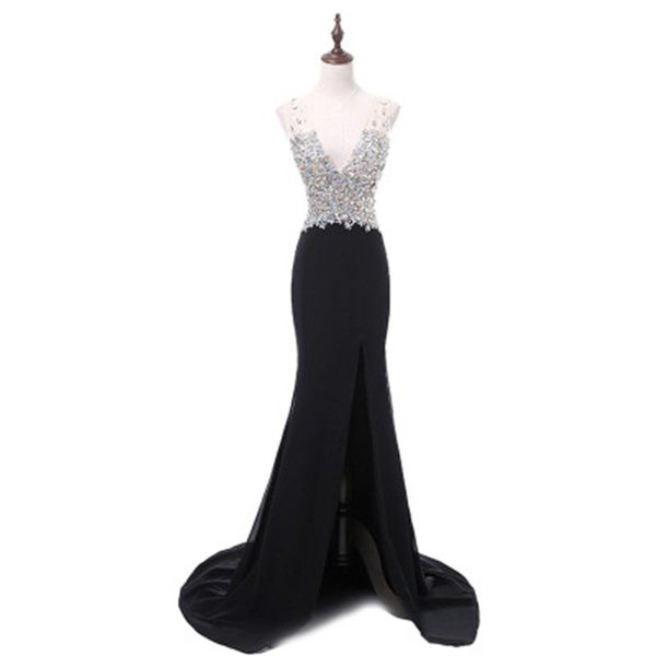 2018 v-neck backless crystal mermaid party gowns with chiffon floor-length evening formal celebrity dresses be01, Black;red
2018 v-neck backless crystal mermaid party gowns with chiffon floor-length evening formal celebrity dresses be01, Black;red
