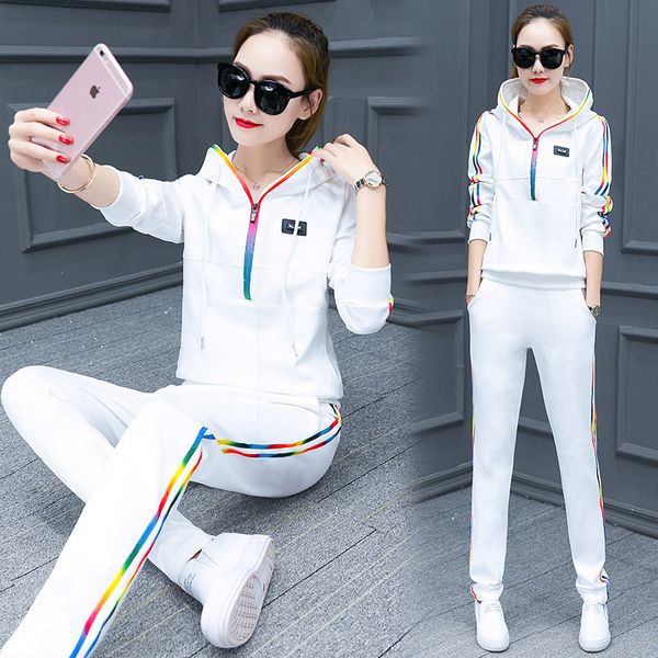 cottontracksuit rainbow edge stitching sweatshirts casual suit women clothing 2 piece set +pants sporting suit female, Gray
cottontracksuit rainbow edge stitching sweatshirts casual suit women clothing 2 piece set +pants sporting suit female, Gray