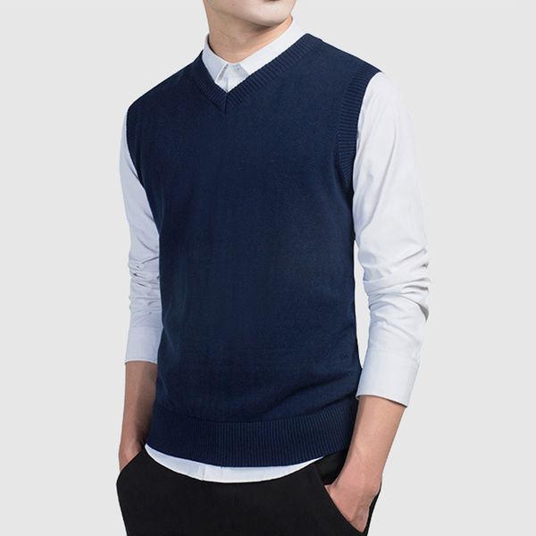 v-neck sleeveless knitted men's pullover sweater cotton solid black knitting sweaters for mens 2018 autumn warm male's pullovers, White;black
v-neck sleeveless knitted men's pullover sweater cotton solid black knitting sweaters for mens 2018 autumn warm male's pullovers, White;black