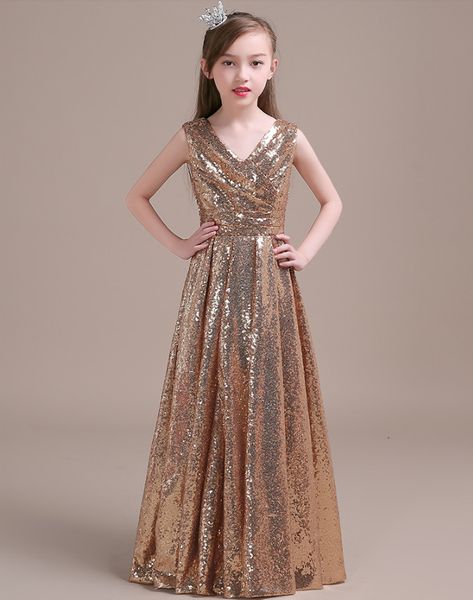 gold sequins v neck flower girl dress for wedding 2019 floor length kids gowns new first communion dresses, White;blue
gold sequins v neck flower girl dress for wedding 2019 floor length kids gowns new first communion dresses, White;blue