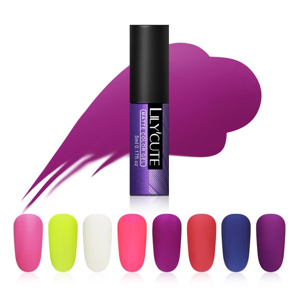 

lilycute uv gel polish matte nail gel polish soak off nail art varnish manicure design for diy home salon 8 colors, Red;pink