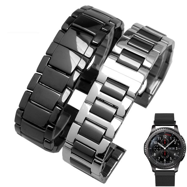 22mm quick release ceramic watch band for samsung gear s3 classic frontier steel butterfly buckle strap wrist belt link bracelet, Black;brown
22mm quick release ceramic watch band for samsung gear s3 classic frontier steel butterfly buckle strap wrist belt link bracelet, Black;brown