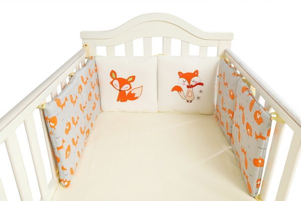 100% Cotton Crib Bumpers Cartoon Embroidered Children Bedding Protection Pad (11.8by 11.8 Inch) Combination Children Bedding Set