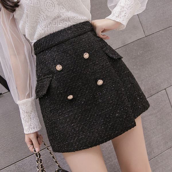 skirts womens button fake pockets office lady elegant tweed skirt overlap casual high waist mini skirt jupe femme faldas mujer, Black
skirts womens button fake pockets office lady elegant tweed skirt overlap casual high waist mini skirt jupe femme faldas mujer, Black