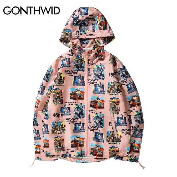 gonthwid full printed zip up windbreaker hoodie jackets mens 2018 autumn hip hop casual hooded jacket coats fashion streetwear, Black;brown
gonthwid full printed zip up windbreaker hoodie jackets mens 2018 autumn hip hop casual hooded jacket coats fashion streetwear, Black;brown