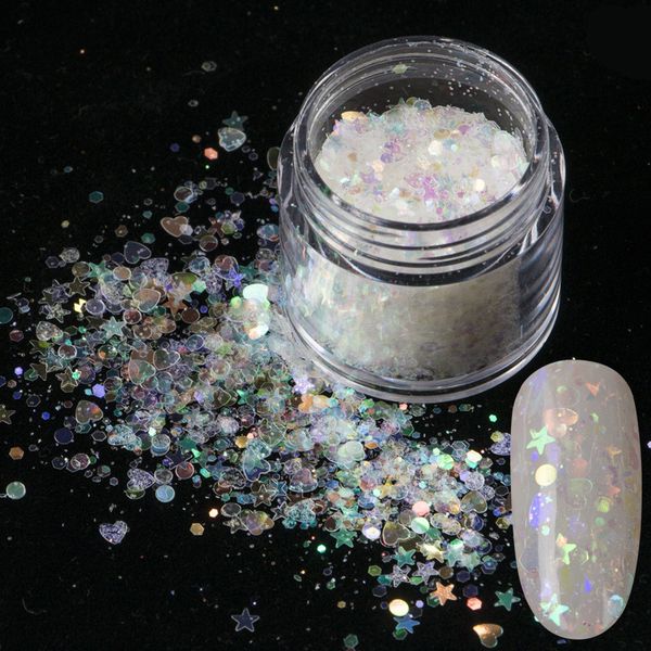 1pot ab nail glitter flakes mix star heart round symphony sequins pigment shiny nail art decoration powder holo manicure diy new, Silver;gold
1pot ab nail glitter flakes mix star heart round symphony sequins pigment shiny nail art decoration powder holo manicure diy new, Silver;gold