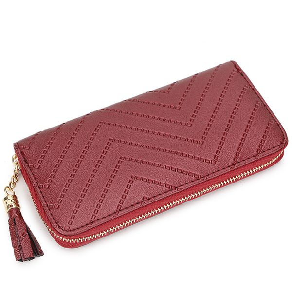 wallet women fashion tassel long wallet multi function bag casual clutch lady zipper money bag female coin packet card pouch, Red;black 
wallet women fashion tassel long wallet multi function bag casual clutch lady zipper money bag female coin packet card pouch, Red;black