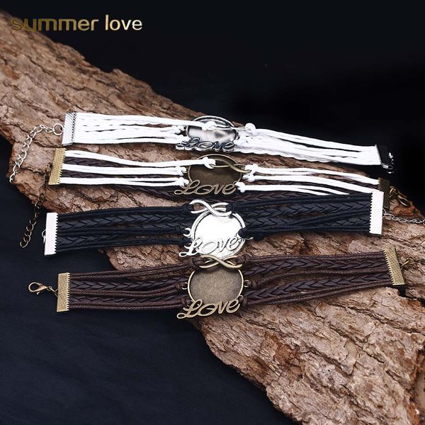 new multilayer leather infinite love charm bracelet for women vintage round bottom bracket fit 25mm glass fashion bracelet wholesale, Black
new multilayer leather infinite love charm bracelet for women vintage round bottom bracket fit 25mm glass fashion bracelet wholesale, Black