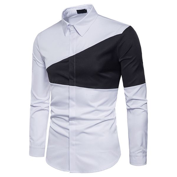 mens autumn winter two color triangle stitching men fashion dress shirts lapel long sleeves casual shirt camisa slim 2 color, White;black
mens autumn winter two color triangle stitching men fashion dress shirts lapel long sleeves casual shirt camisa slim 2 color, White;black
