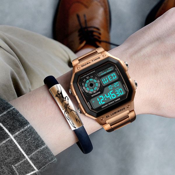 men's sport watches countdown waterproof watch men stainless steel fashion led digital wristwatches male clock relogio masculino, Slivery;brown
men's sport watches countdown waterproof watch men stainless steel fashion led digital wristwatches male clock relogio masculino, Slivery;brown