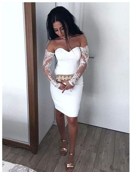 vintage white off the shoulder short cocktail prom dresses with long illusion sleeves sheath designer satin mini homecoming party dress, Black
vintage white off the shoulder short cocktail prom dresses with long illusion sleeves sheath designer satin mini homecoming party dress, Black