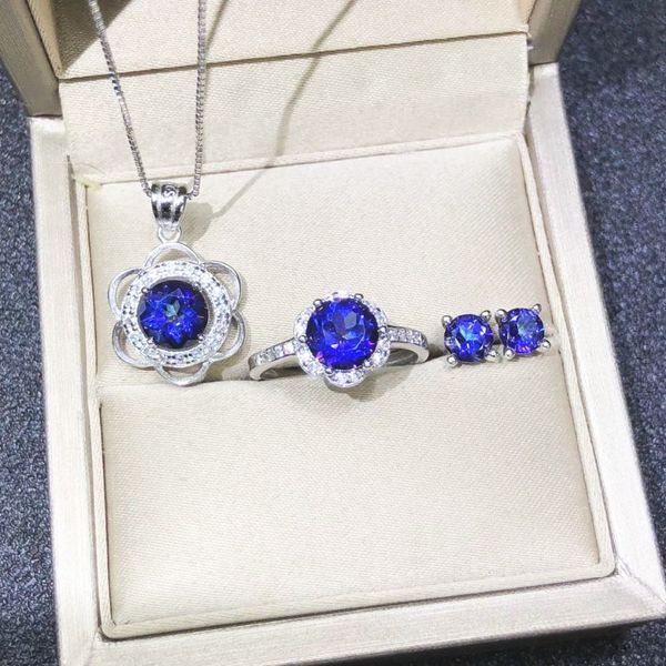 round 7mm natrual blue z ring stud earrings pendant necklace 925 sterling silver woman jewelry sets with 45cm box chain, Black
round 7mm natrual blue z ring stud earrings pendant necklace 925 sterling silver woman jewelry sets with 45cm box chain, Black