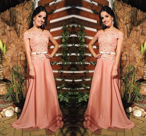 peach a line chiffon off shoulders prom dresses lace beaded long sweep train evening gowns with sash belt formal party wear, Black
peach a line chiffon off shoulders prom dresses lace beaded long sweep train evening gowns with sash belt formal party wear, Black