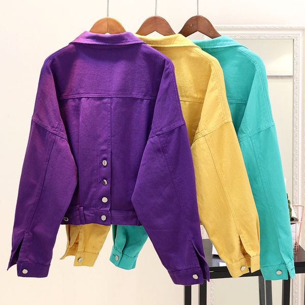 2018 new spring autumn women's candy-colored denim jacket female loose jeans coat all match student long sleeve casual outwear, Black;brown
2018 new spring autumn women's candy-colored denim jacket female loose jeans coat all match student long sleeve casual outwear, Black;brown