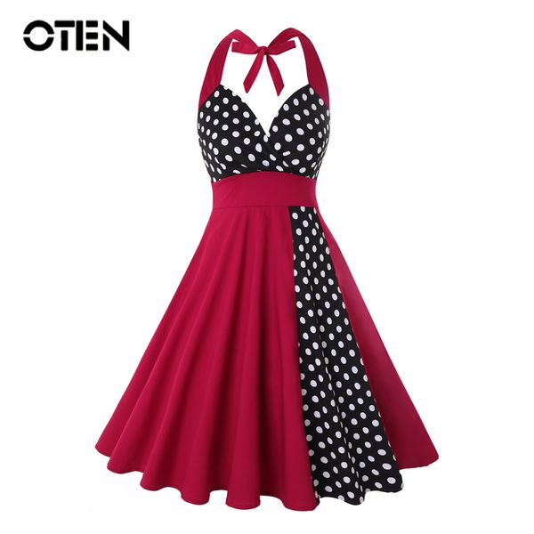 oten 2018 new women backless halter dresses clothes summer red polka dot printed deep v vestidos midi vintage dress pleated, White;black
oten 2018 new women backless halter dresses clothes summer red polka dot printed deep v vestidos midi vintage dress pleated, White;black