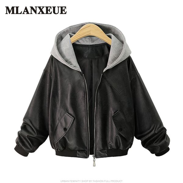 2017 autumn loose leather women fashion simple hooded pu woman's leather coat harajuku boyfriend wind large size ladies coats, Black
2017 autumn loose leather women fashion simple hooded pu woman's leather coat harajuku boyfriend wind large size ladies coats, Black