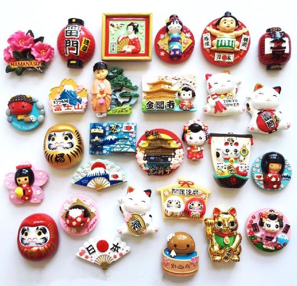 

kimono doll mount fuji landscape high-grade resin 3d fridge magnets japan travel souvenirs refrigerator magnetic sticker