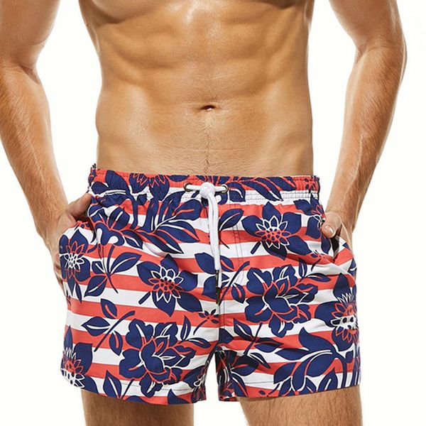 

new swimsuits men's striped print beach pants quick-drying breathable springs sports swimming shorts men surf swim trunks