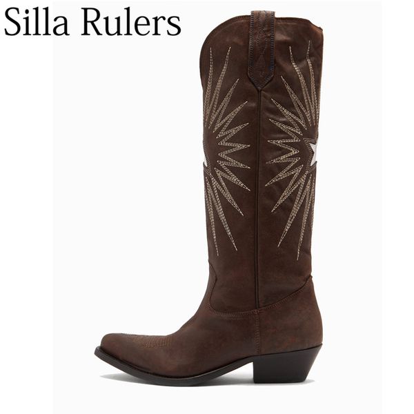 silla rulers botines mujer 2018 autumn winter embroidery knee high boots woman pointed toe square chunky heel chivalry boots, Black
silla rulers botines mujer 2018 autumn winter embroidery knee high boots woman pointed toe square chunky heel chivalry boots, Black
