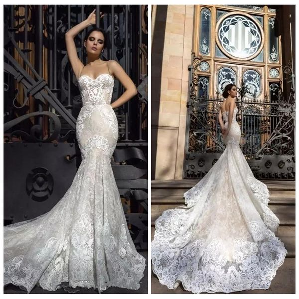 spaghetti strips full lace mermaid wedding dresses fitted 2021 berta slim robe de soiree arabic bridal gowns with court train, White
spaghetti strips full lace mermaid wedding dresses fitted 2021 berta slim robe de soiree arabic bridal gowns with court train, White