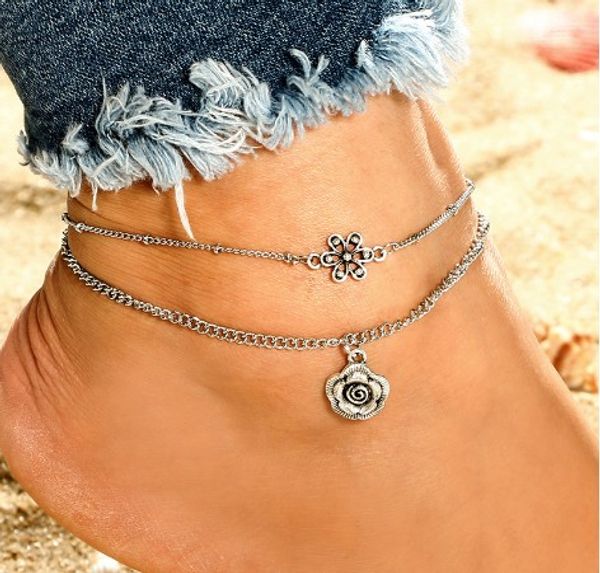 rose flower charm multi layer anklets charm antique silver yoga ankle bracelets bohemian ankle chain, Red;blue
rose flower charm multi layer anklets charm antique silver yoga ankle bracelets bohemian ankle chain, Red;blue
