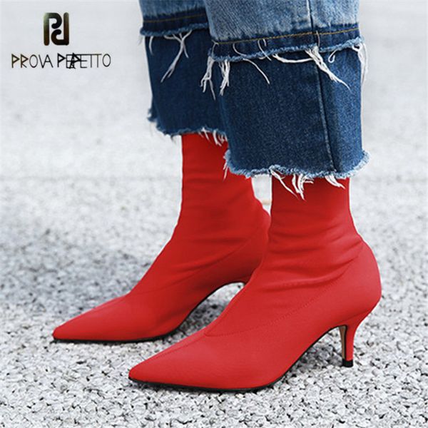 prova perfetto fashion women sock boots pointed toe elastic red high boots 7cm high heels ankle women pumps botas mujer, Black
prova perfetto fashion women sock boots pointed toe elastic red high boots 7cm high heels ankle women pumps botas mujer, Black