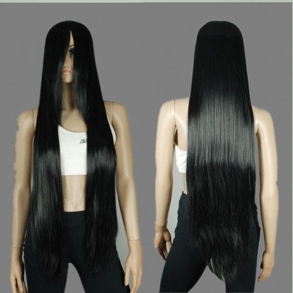 black 1m long lush styleable straight cosplay wigs 85 /001, Black;brown 
black 1m long lush styleable straight cosplay wigs 85 /001, Black;brown