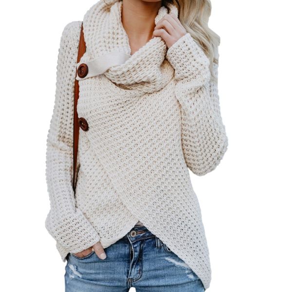 knitted women sweaters long sleeve autumn female pullovers knitting irregular button sweater plus size scarf collar gv293 d1892001, White;black
knitted women sweaters long sleeve autumn female pullovers knitting irregular button sweater plus size scarf collar gv293 d1892001, White;black