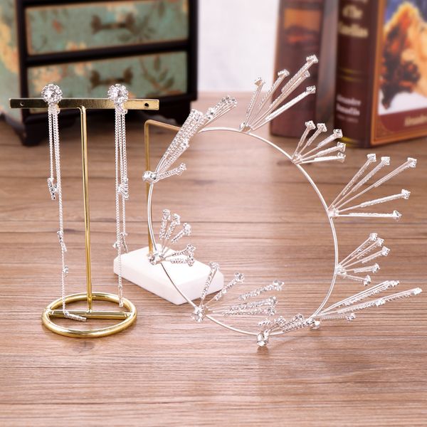 luxury silver round crown women headpiece with long earrings princess bridal wedding crowns rhinestone tiaras headbands jewelry, Golden;white
luxury silver round crown women headpiece with long earrings princess bridal wedding crowns rhinestone tiaras headbands jewelry, Golden;white