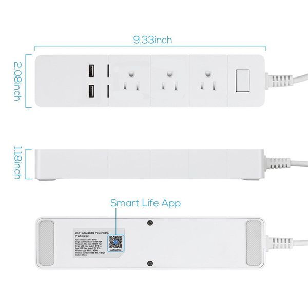 smart electrical socket strip smart socket intelligent 3 us type ac outputs+2 usb outputs wifi remote power plug on/off with phone app
smart electrical socket strip smart socket intelligent 3 us type ac outputs+2 usb outputs wifi remote power plug on/off with phone app