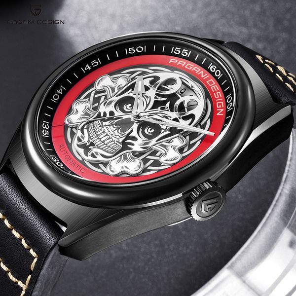 pagani design 2018 new fashion punk skeleton skull dial watch men leather band mechanical wristwatches clock relogio masculino, Slivery;brown
pagani design 2018 new fashion punk skeleton skull dial watch men leather band mechanical wristwatches clock relogio masculino, Slivery;brown