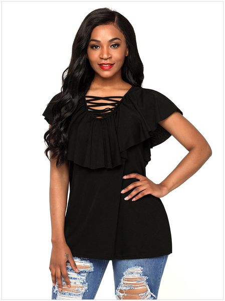 women's ruffle short sleevecasual summer t-shirts vestidos size: s l xl dlm250836, White
women's ruffle short sleevecasual summer t-shirts vestidos size: s l xl dlm250836, White