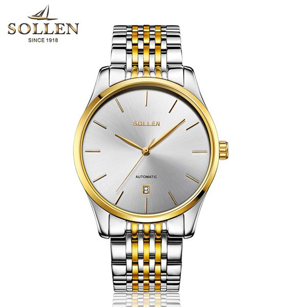 sollen solon quality, men's watch automatic steel belt mechanical strap calendar waterproof men's watch, Slivery;brown
sollen solon quality, men's watch automatic steel belt mechanical strap calendar waterproof men's watch, Slivery;brown