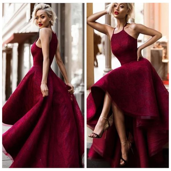 2018 high low lace burgundy prom dresses arabic dubai custom a line spaghetti pageant celebrity evening gowns, Black
2018 high low lace burgundy prom dresses arabic dubai custom a line spaghetti pageant celebrity evening gowns, Black