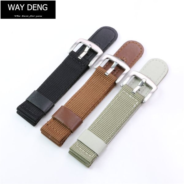 way deng - men's army leather and nylon watchband silver pin buckle strap wristband 18/20/22 mm watch band - y133, Black;brown
way deng - men's army leather and nylon watchband silver pin buckle strap wristband 18/20/22 mm watch band - y133, Black;brown