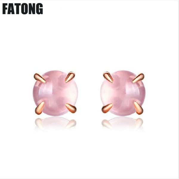 

925 sterling silver light luxury jewelry rose quartz earrings fashion trend girls wild earrings boutique manufacturers. j0144, Golden;silver