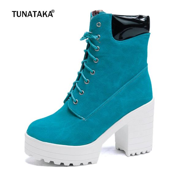 women platform boots flock square high heels ankle boots lace up autumn winter fashion ladies shoes plus size 2018 new, Black
women platform boots flock square high heels ankle boots lace up autumn winter fashion ladies shoes plus size 2018 new, Black