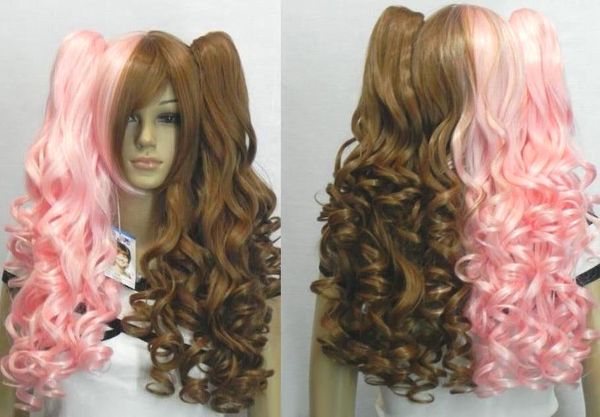 brown mix pink clip on 2 ponytails pigtails curly cosplay women's hair wig, Black
brown mix pink clip on 2 ponytails pigtails curly cosplay women's hair wig, Black